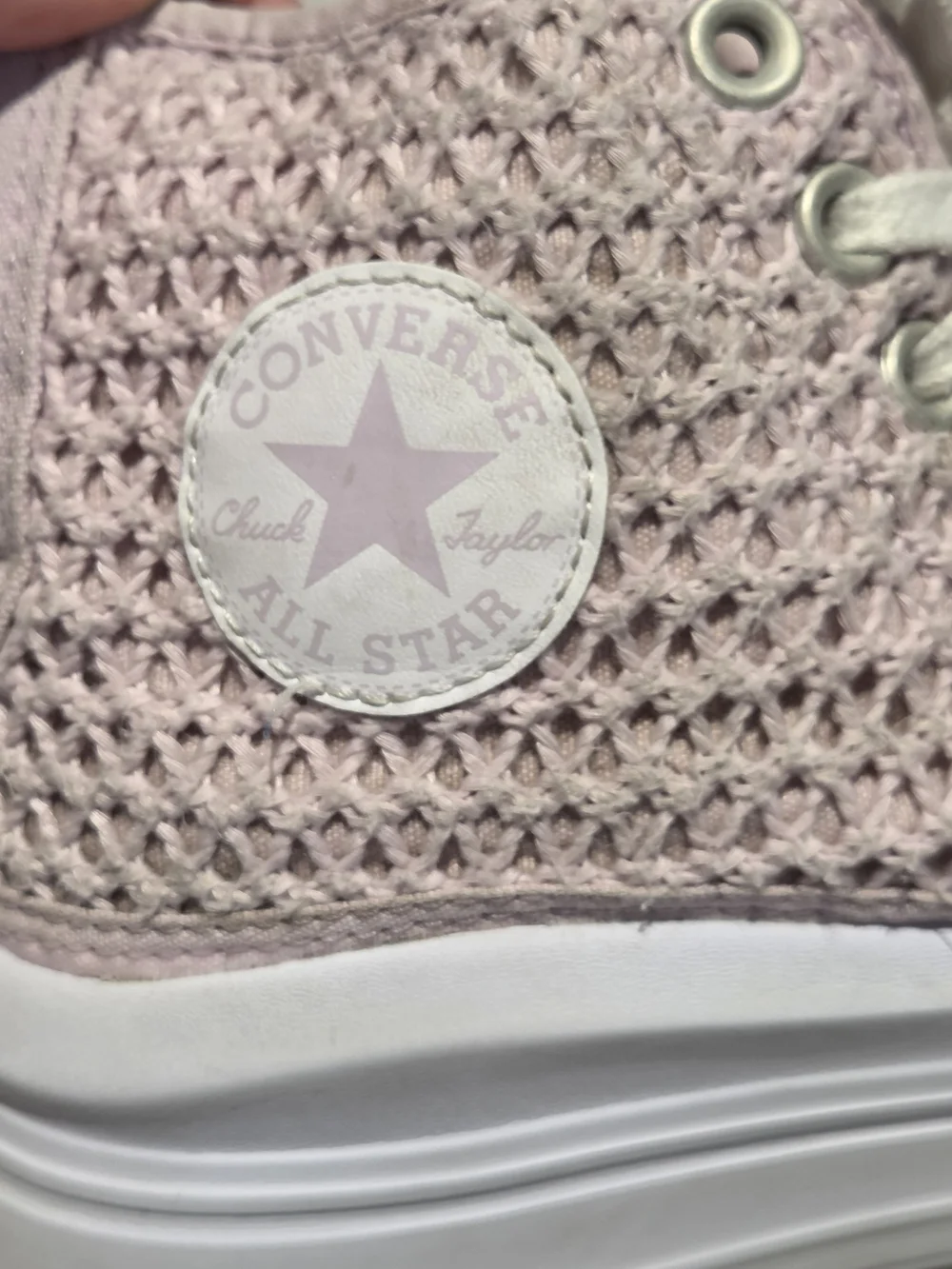 Converse Girls Size 4 Lilac Pink Crochet Platform High Top All Star Chuck Taylor